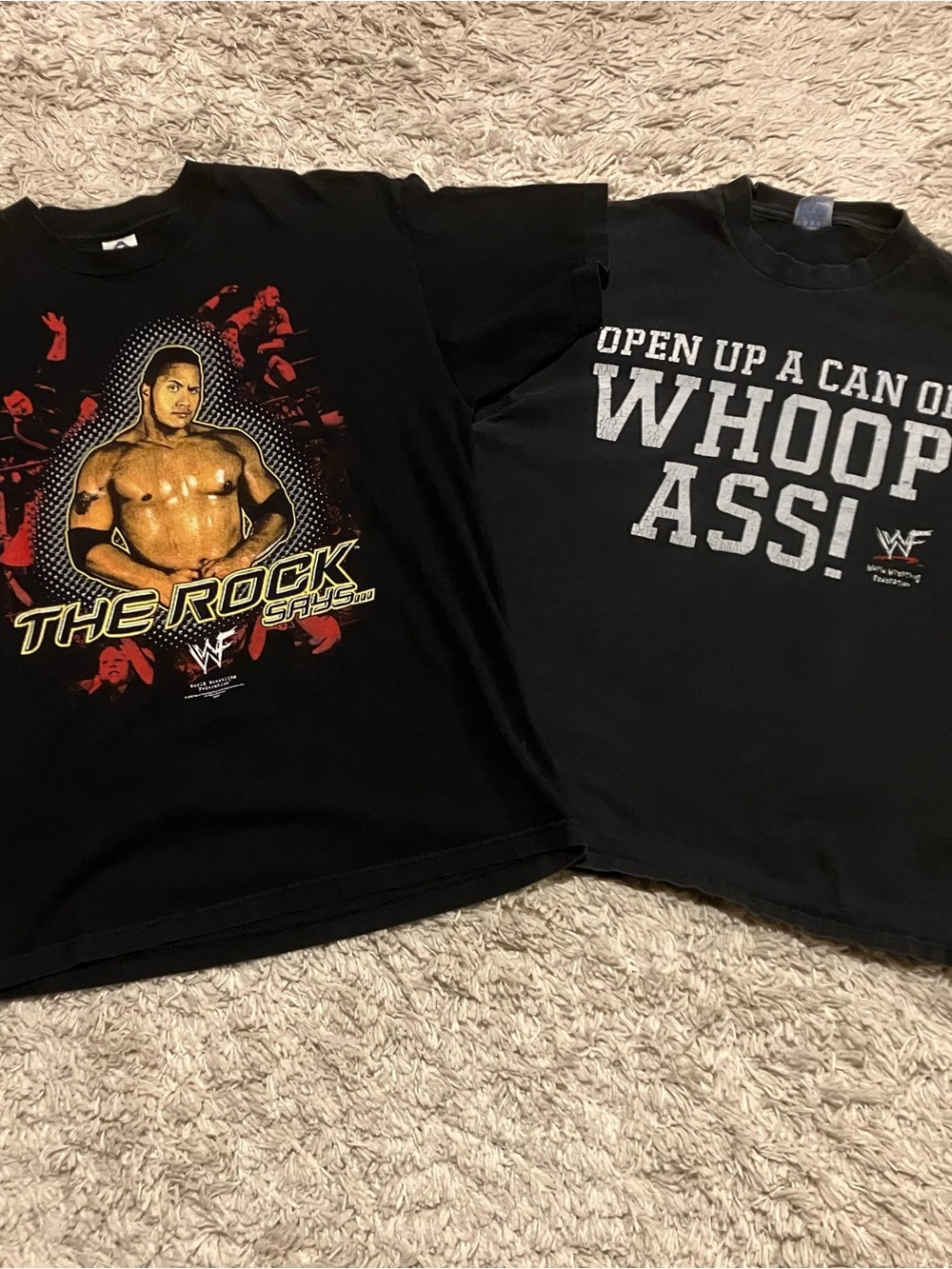 Vintage WWF Attitude Era 2 T Shirt Bundle, The Rock & Stone Cold Steve Austin XL